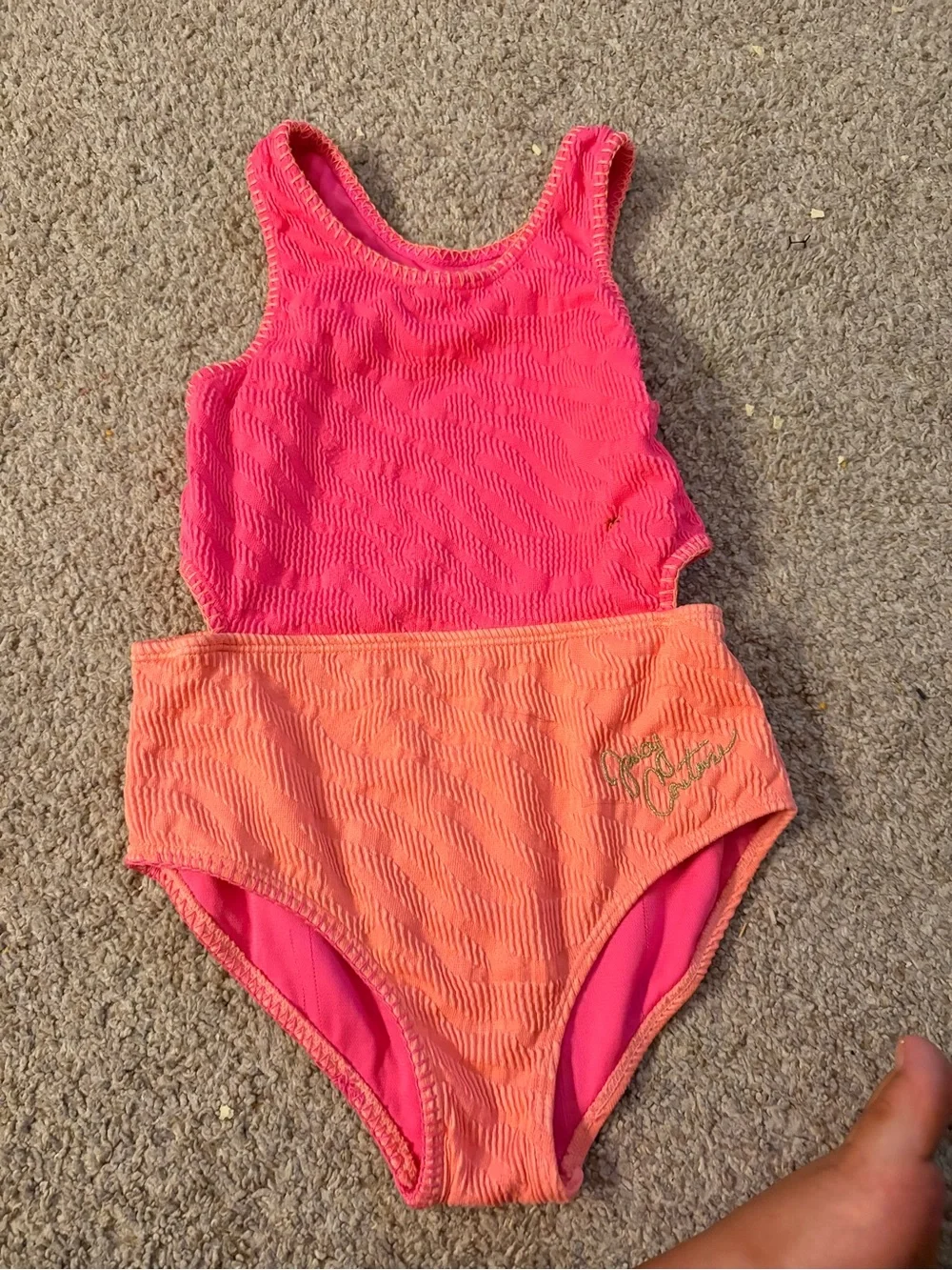 Kids Two-Tone Pink & Orange One-Piece Swimsuit